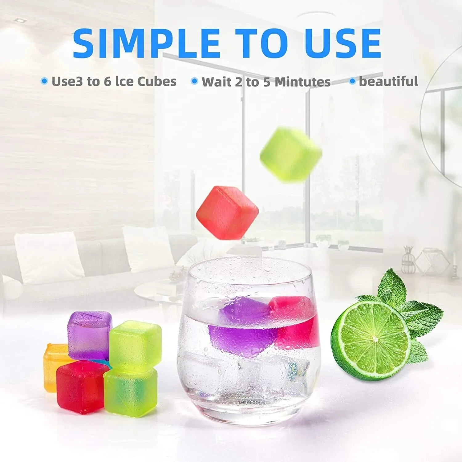 10Pcs Multicolour Plastic Reusable Ice Cubes Not Dilute Square Ice