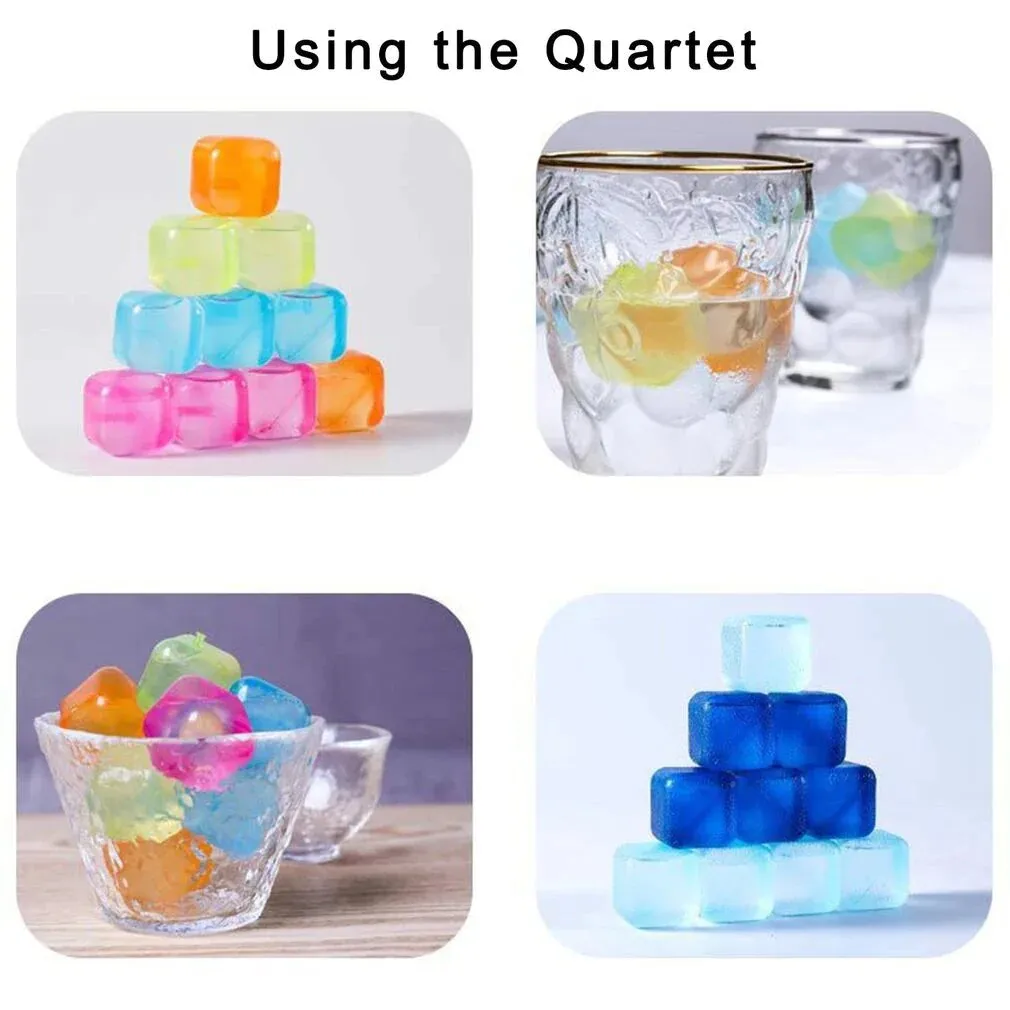 10Pcs Multicolour Plastic Reusable Ice Cubes Not Dilute Square Ice