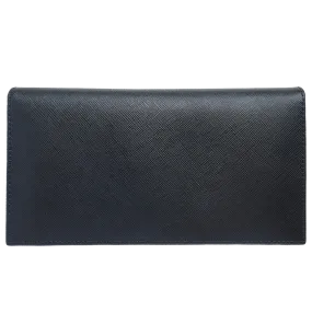 16 Credit Cards Saffiano Long Envelope Wallet Black