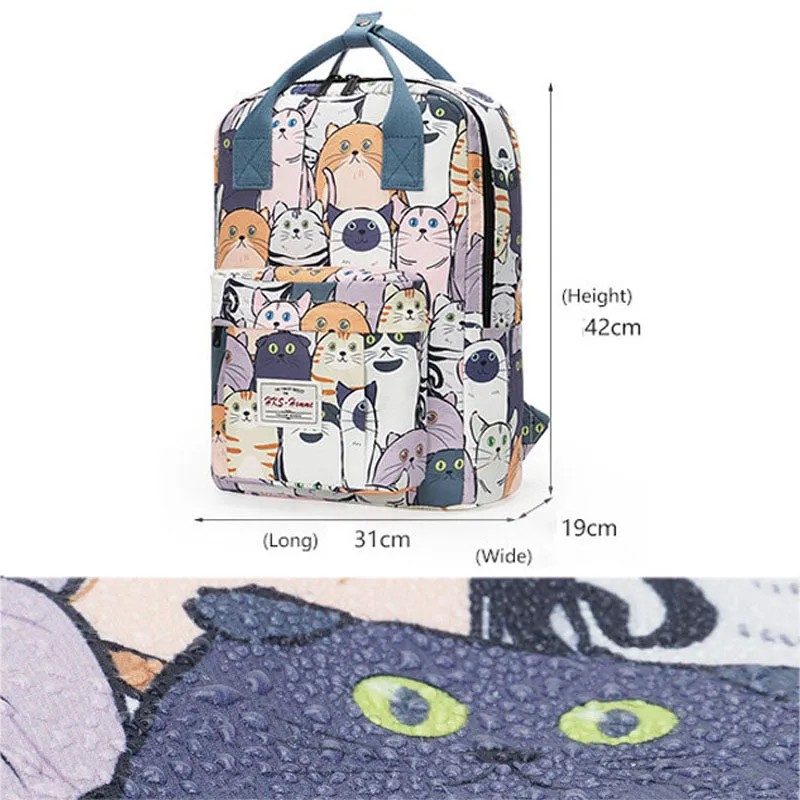 Adorable Kitten Pattern Backpacks Laptop Bookbags Casual Daypack for Students Girls Boys