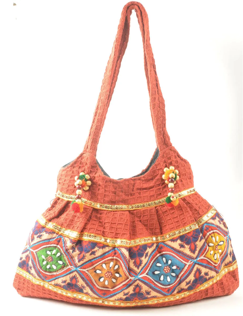 Beaded Multi-Colour Hobo Bag - M