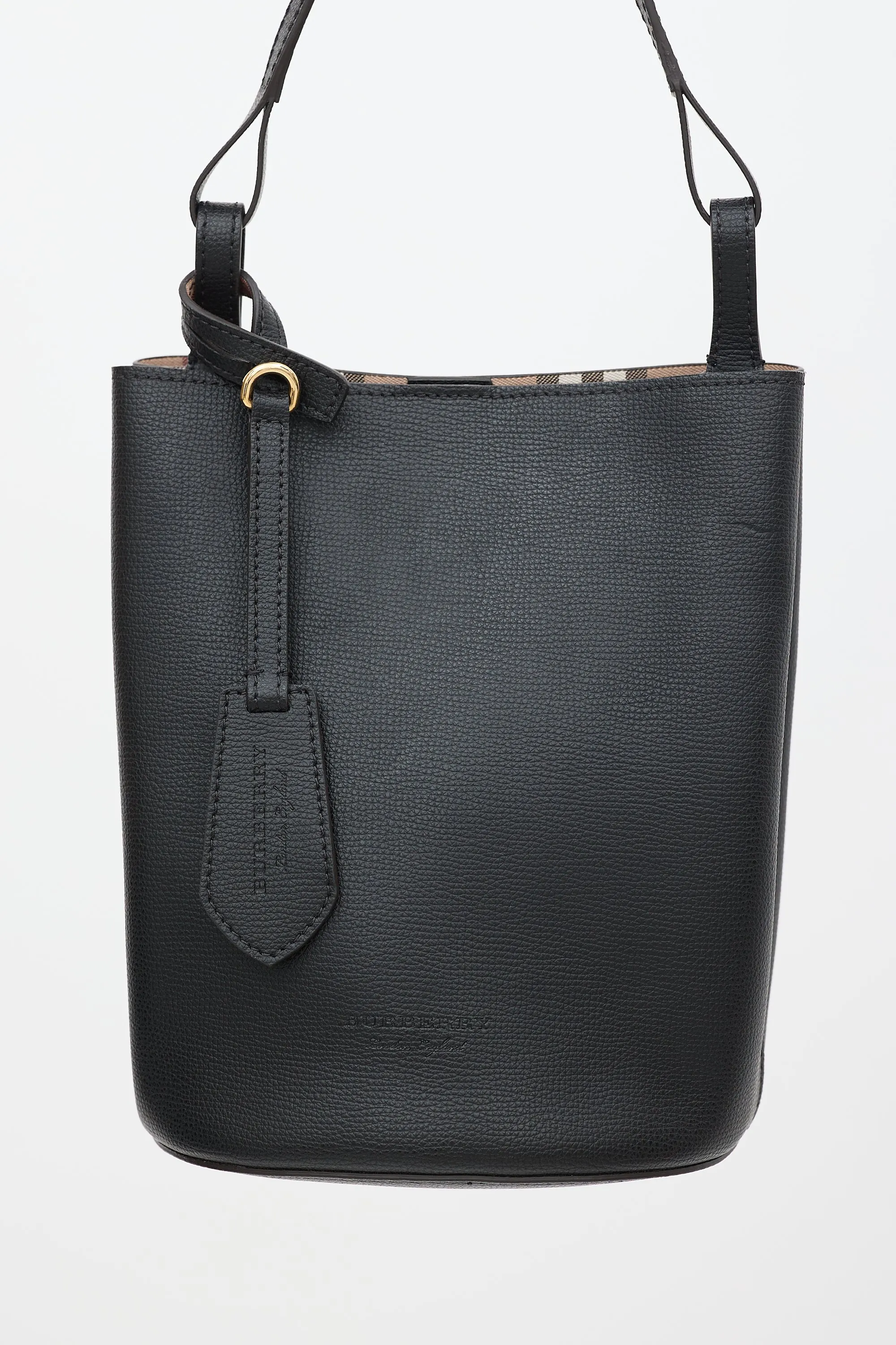 Black Leather Lorne Small Bucket Bag
