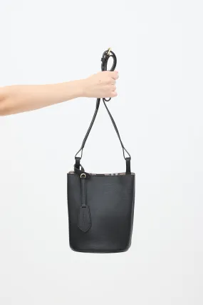 Black Leather Lorne Small Bucket Bag