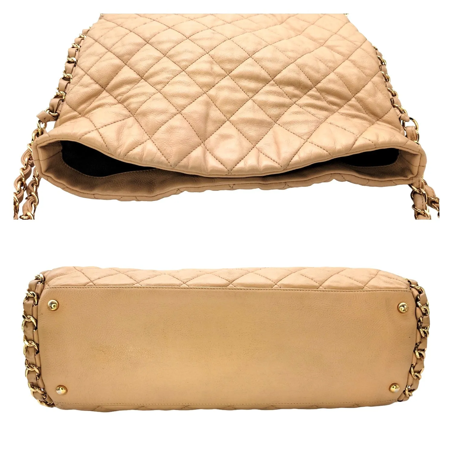 Chanel 2011 Quilted Chain Me Hobo Beige Clair