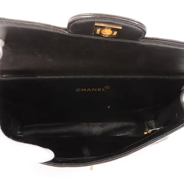Chanel Around 1997 Made Double Face Classic Flap Top Handle Bag Black
