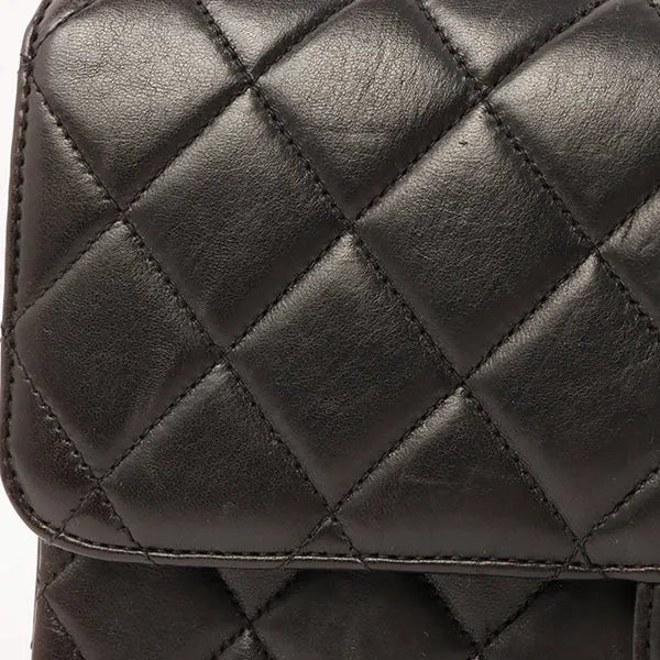 Chanel Around 1997 Made Double Face Classic Flap Top Handle Bag Black