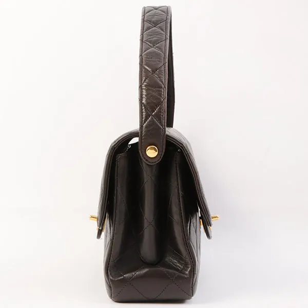 Chanel Around 1997 Made Double Face Classic Flap Top Handle Bag Black