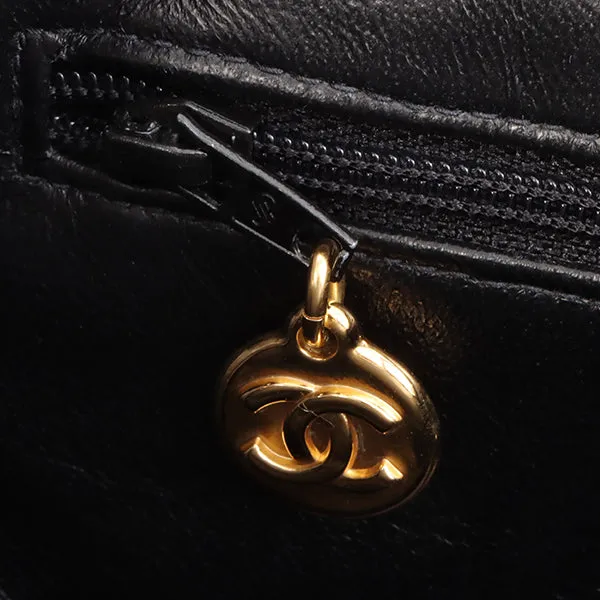 Chanel Around 1997 Made Double Face Classic Flap Top Handle Bag Black