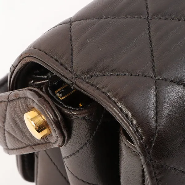 Chanel Around 1997 Made Double Face Classic Flap Top Handle Bag Black