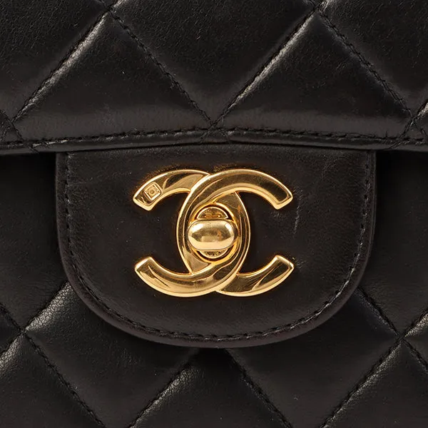 Chanel Around 1997 Made Double Face Classic Flap Top Handle Bag Black