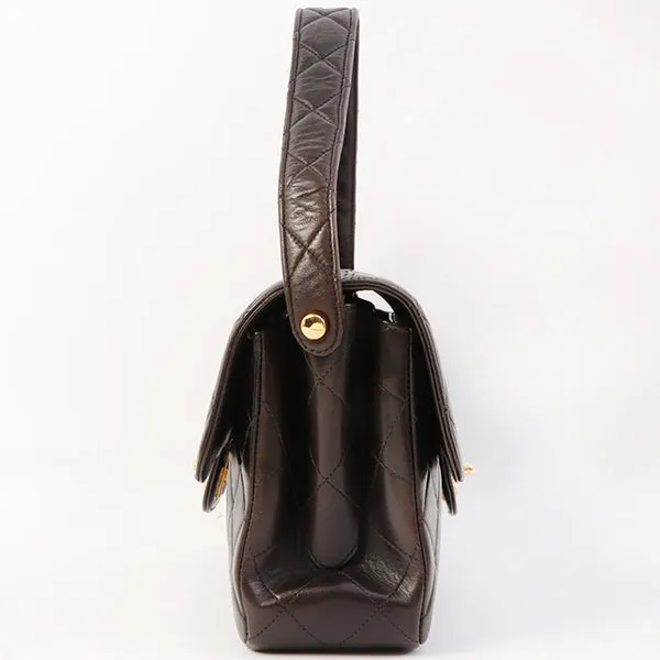 Chanel Around 1997 Made Double Face Classic Flap Top Handle Bag Black