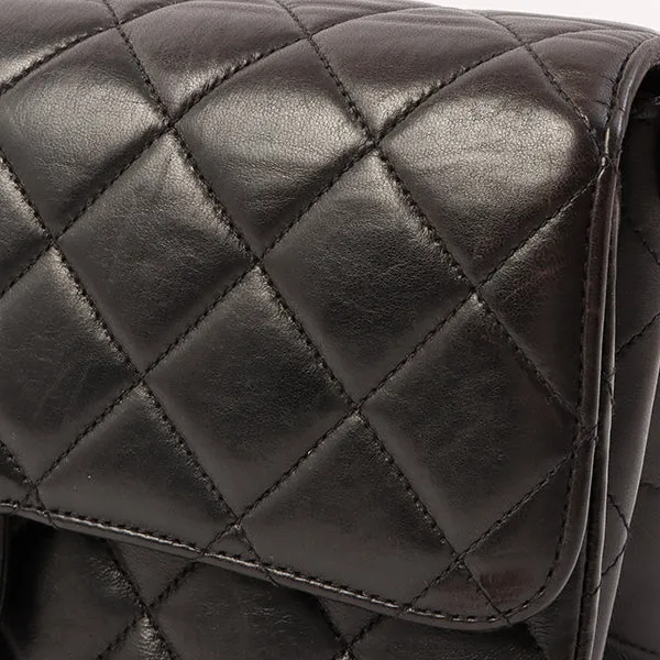 Chanel Around 1997 Made Double Face Classic Flap Top Handle Bag Black