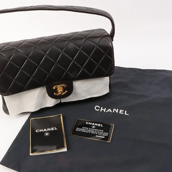 Chanel Around 1997 Made Double Face Classic Flap Top Handle Bag Black