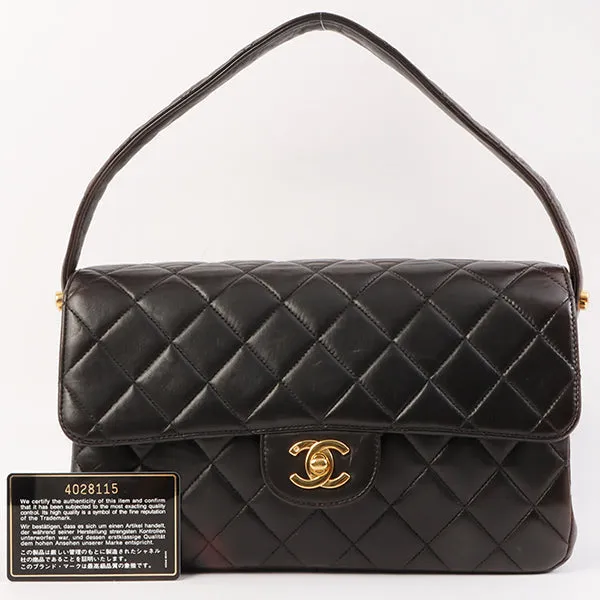 Chanel Around 1997 Made Double Face Classic Flap Top Handle Bag Black