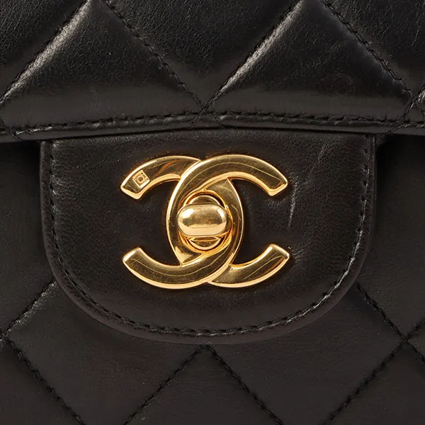 Chanel Around 1997 Made Double Face Classic Flap Top Handle Bag Black