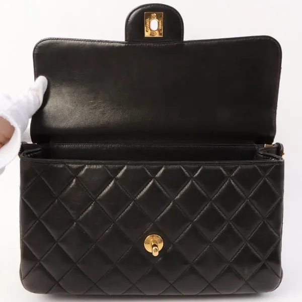 Chanel Around 1997 Made Double Face Classic Flap Top Handle Bag Black