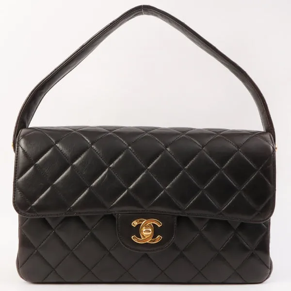 Chanel Around 1997 Made Double Face Classic Flap Top Handle Bag Black