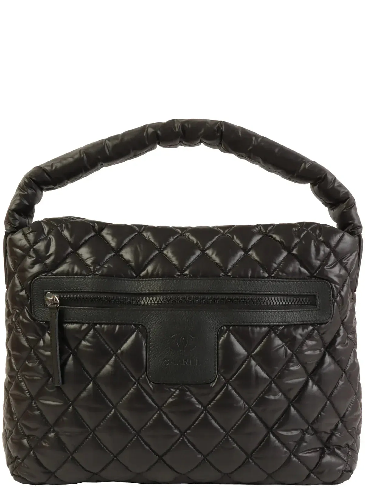 CHANEL Around 2009 Made Nylon Cc Cocoon One Shoulder Bag Black