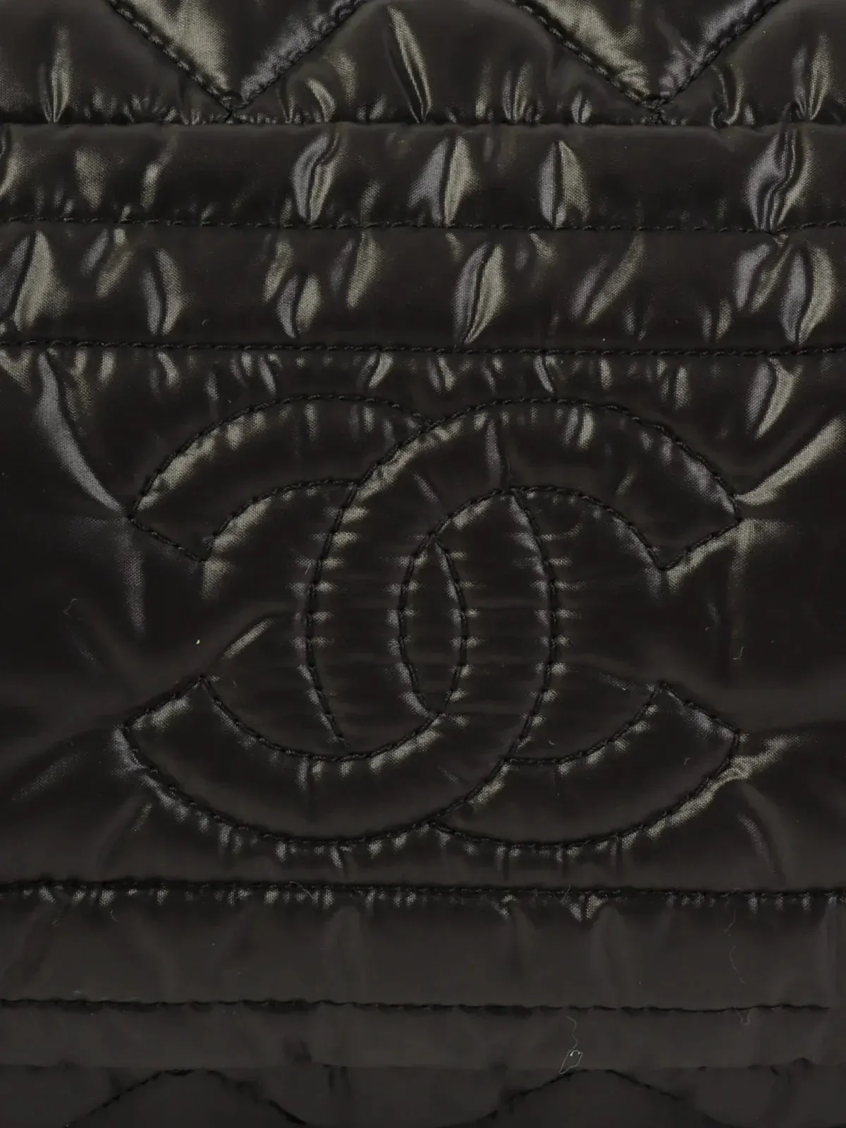 CHANEL Around 2009 Made Nylon Cc Cocoon One Shoulder Bag Black