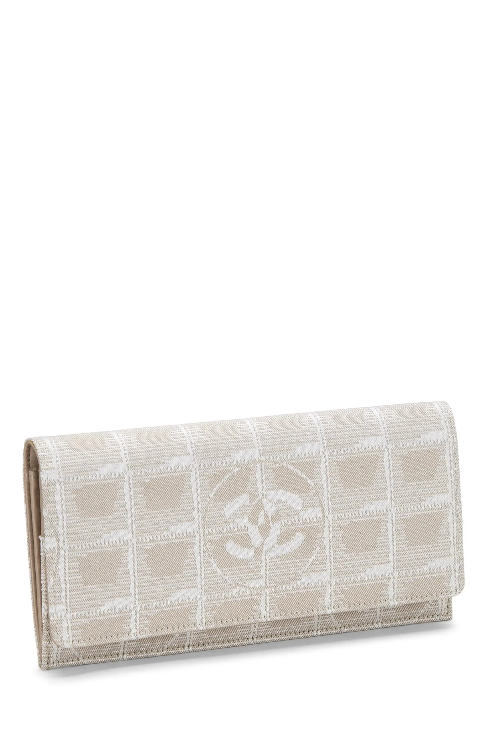 Chanel,  Beige Nylon Travel Line Long Wallet, Beige