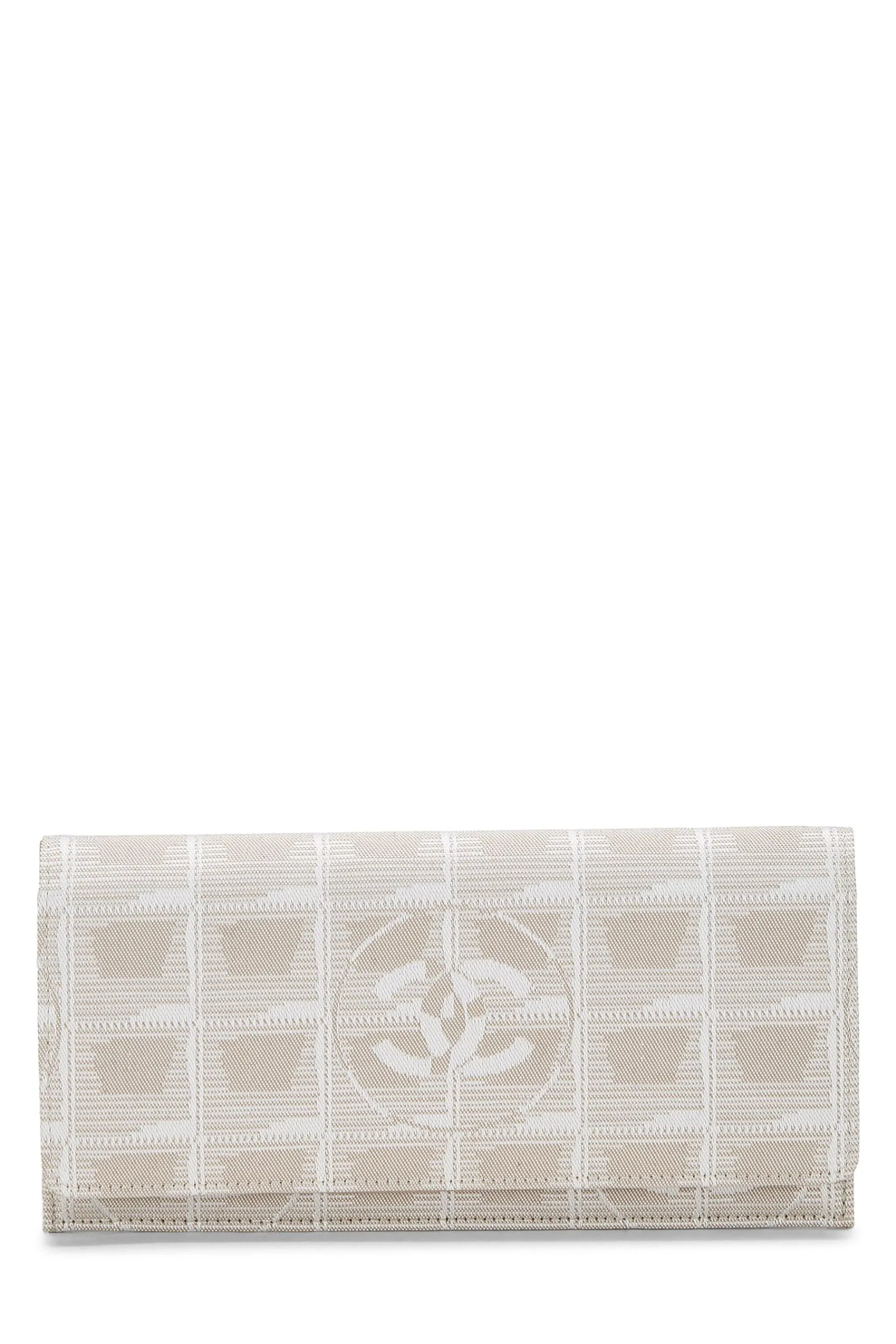 Chanel,  Beige Nylon Travel Line Long Wallet, Beige
