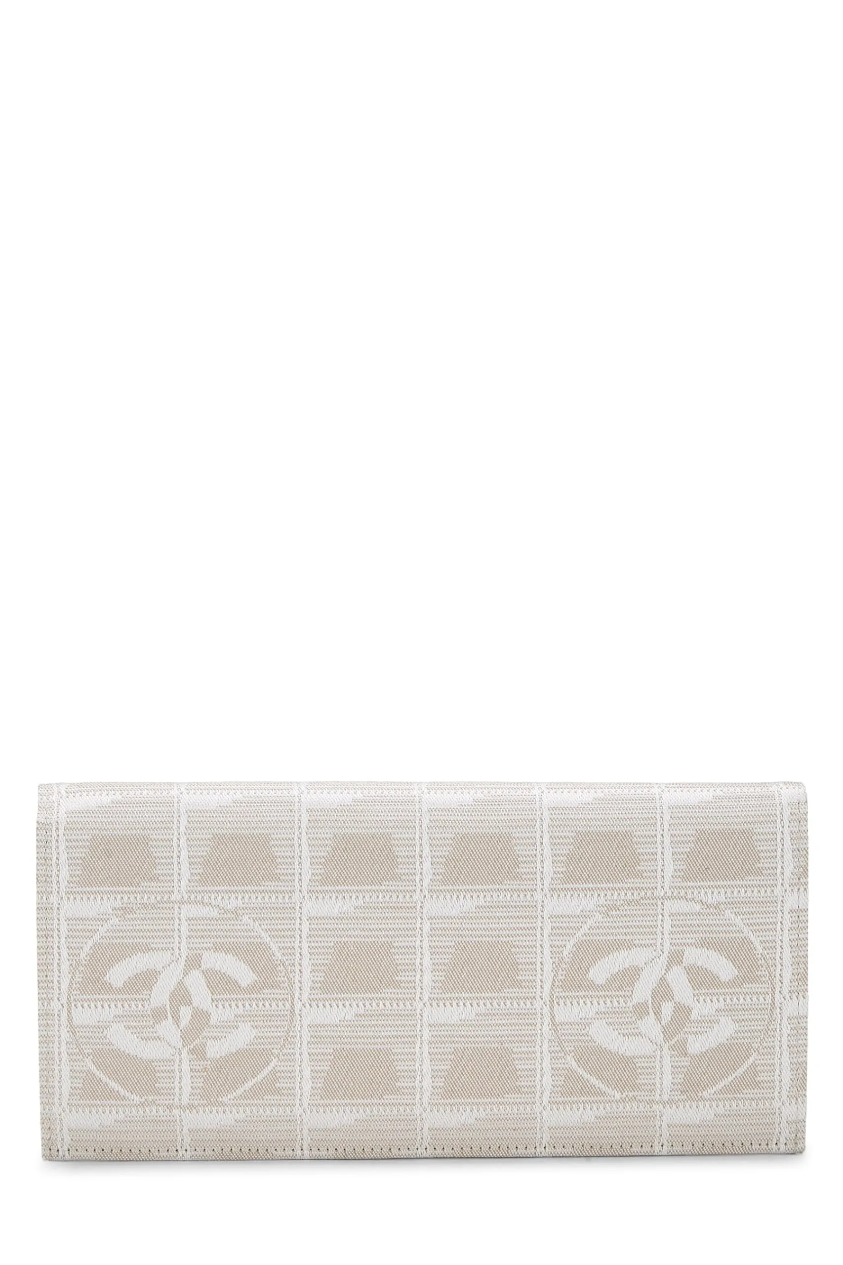 Chanel,  Beige Nylon Travel Line Long Wallet, Beige