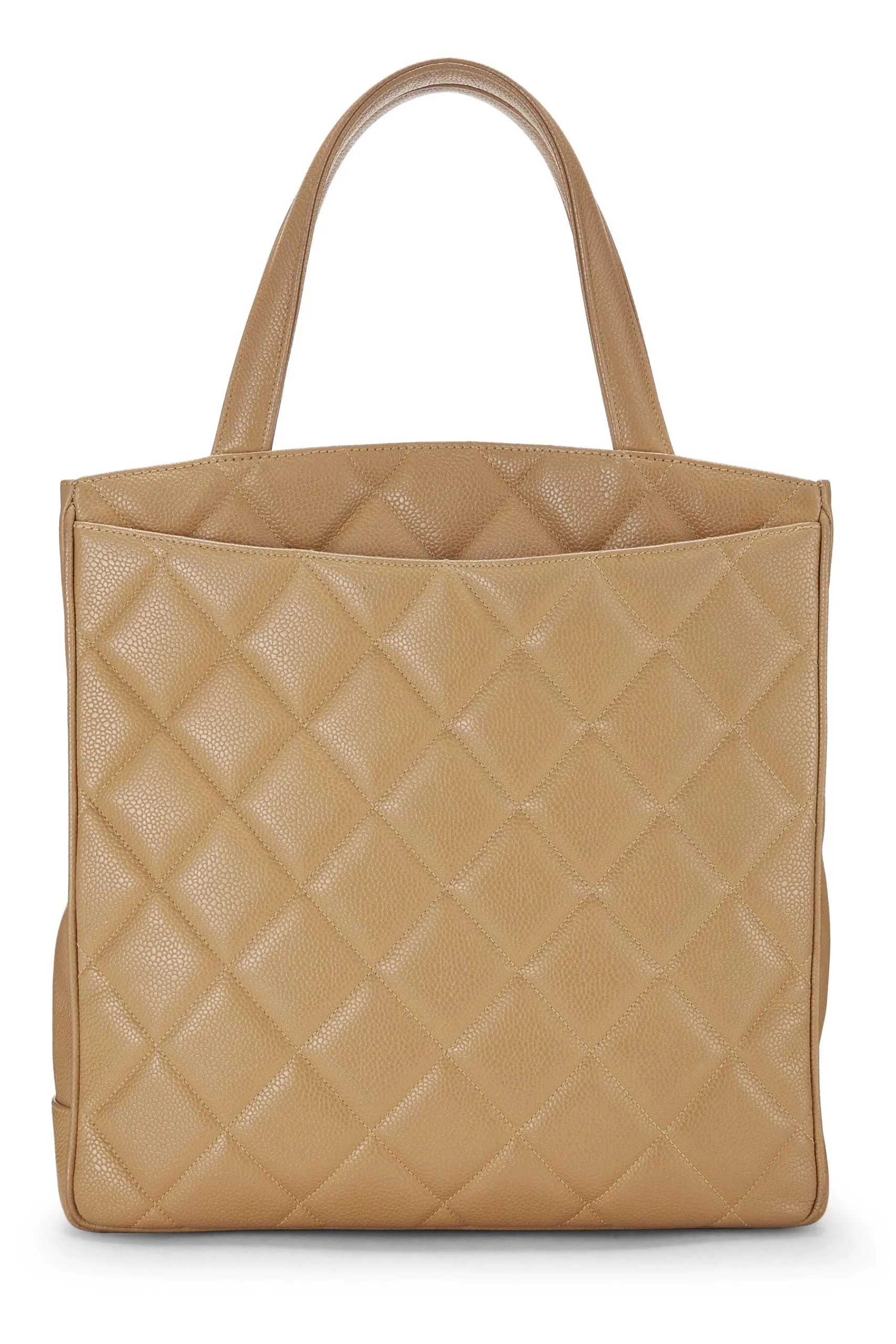 Chanel,  Beige Quilted Caviar Turnlock Handbag, Beige