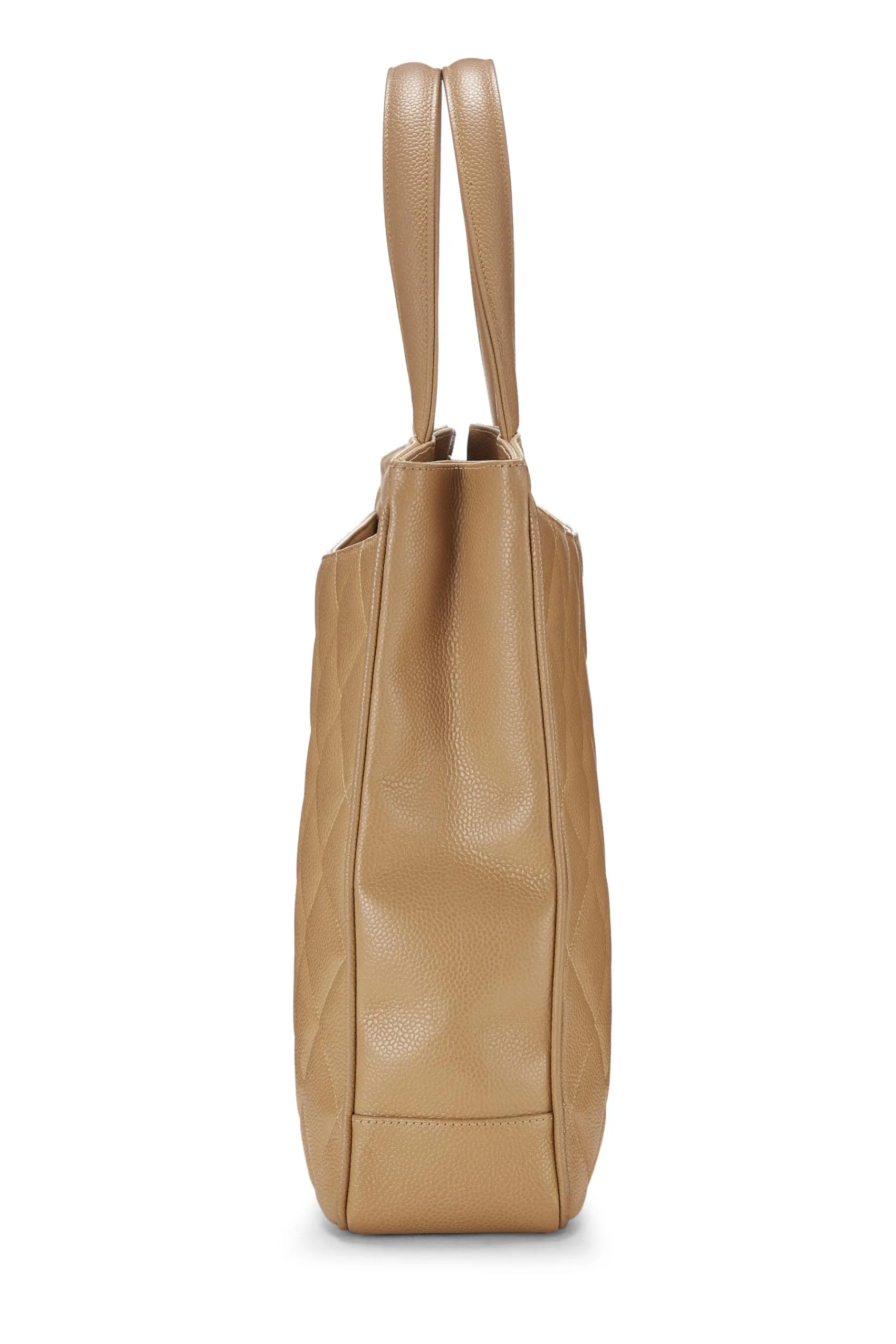 Chanel,  Beige Quilted Caviar Turnlock Handbag, Beige
