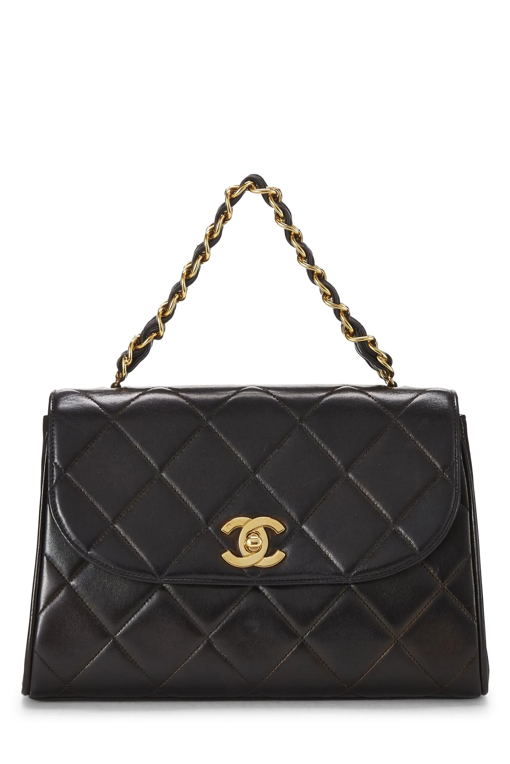 Chanel,  Black Quilted Lambskin Handbag Medium, Black