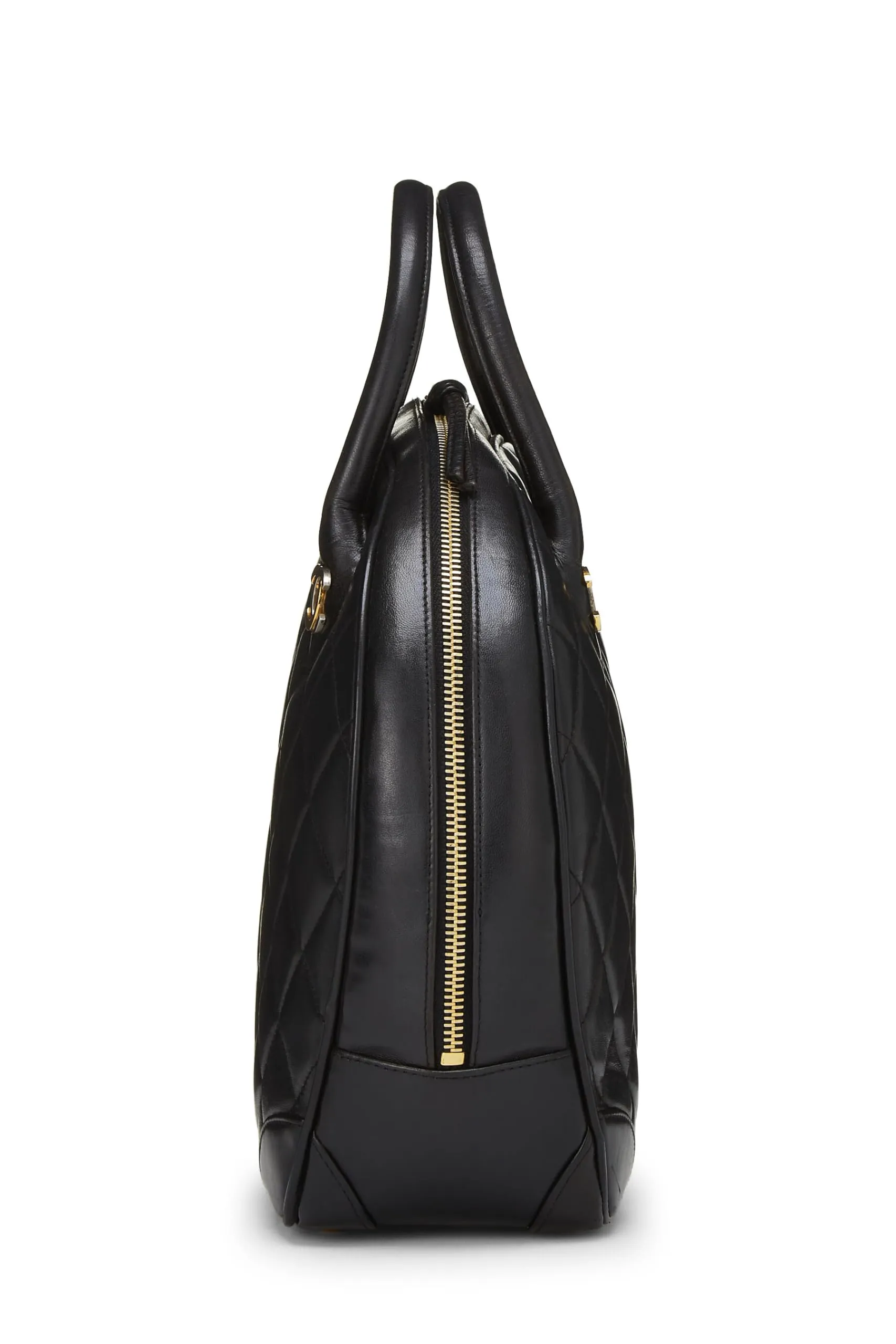 Chanel,  Black Quilted Lambskin Paris Limited Bowler Small, Black