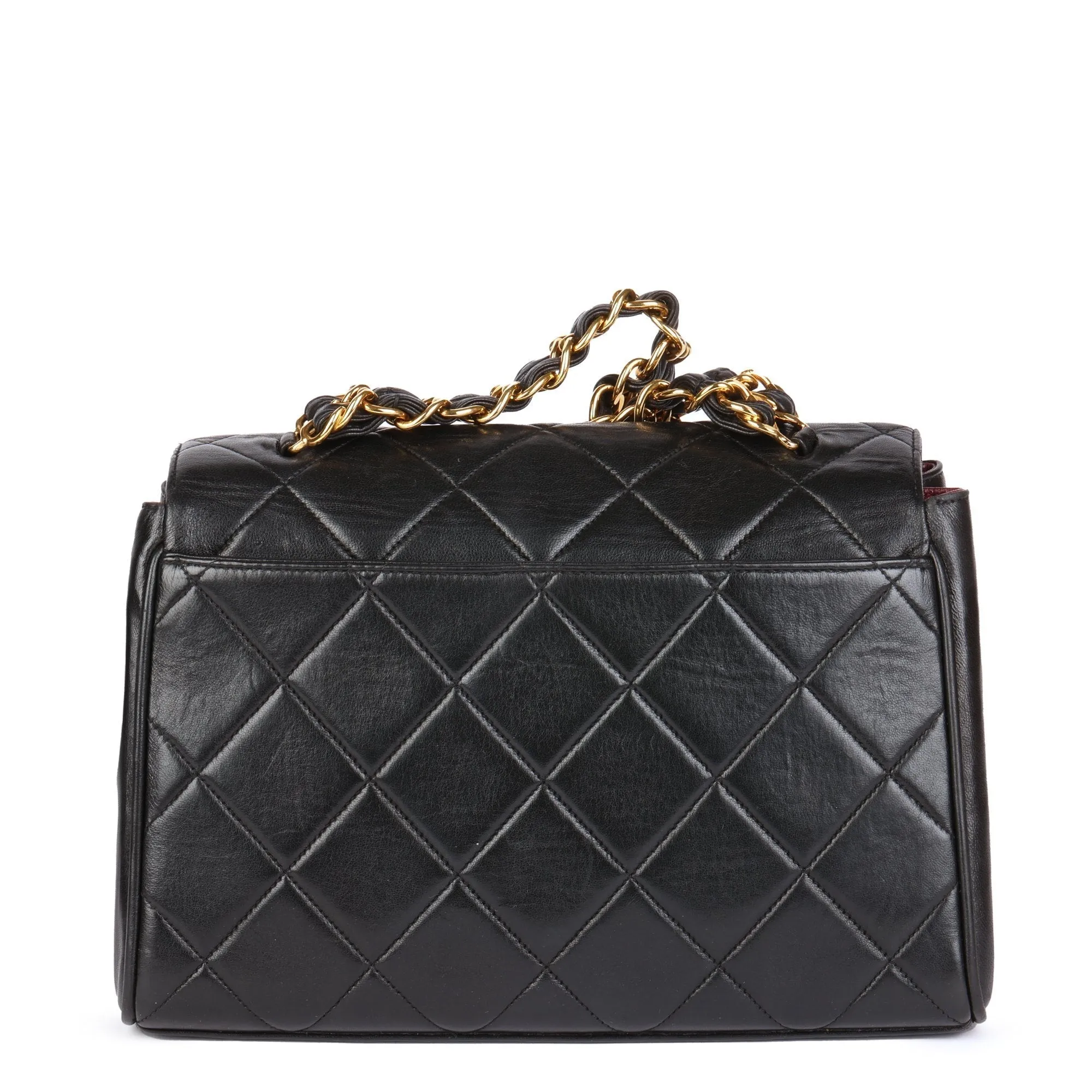 Chanel Black Quilted Lambskin Vintage Medium Top Handle Classic Single Flap Bag Top Handle Bag