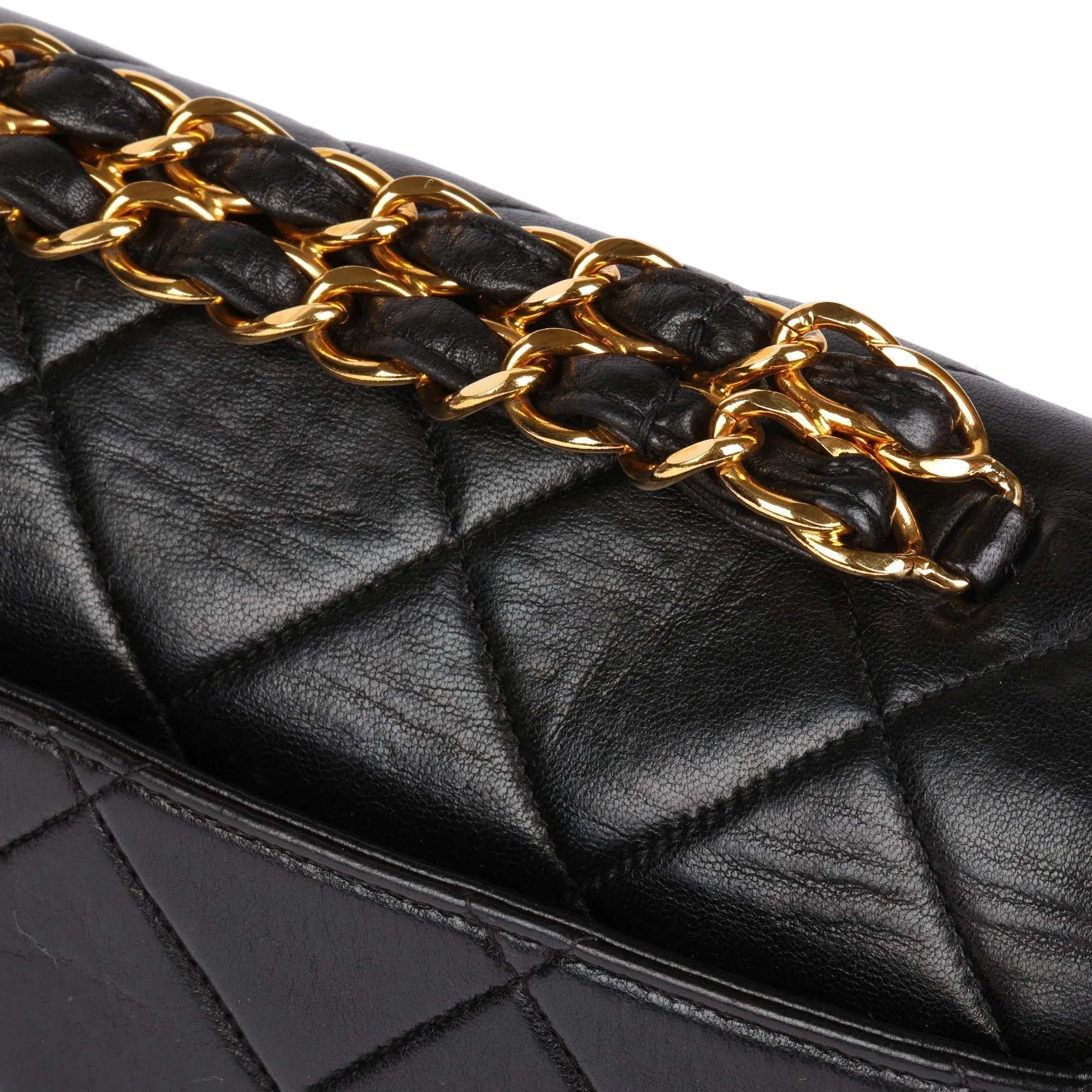 Chanel Black Quilted Lambskin Vintage Medium Top Handle Classic Single Flap Bag Top Handle Bag