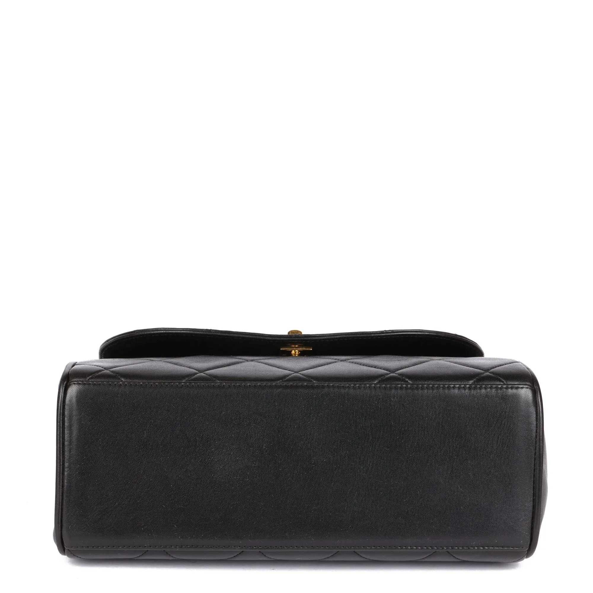 Chanel Black Quilted Lambskin Vintage Medium Top Handle Classic Single Flap Bag Top Handle Bag