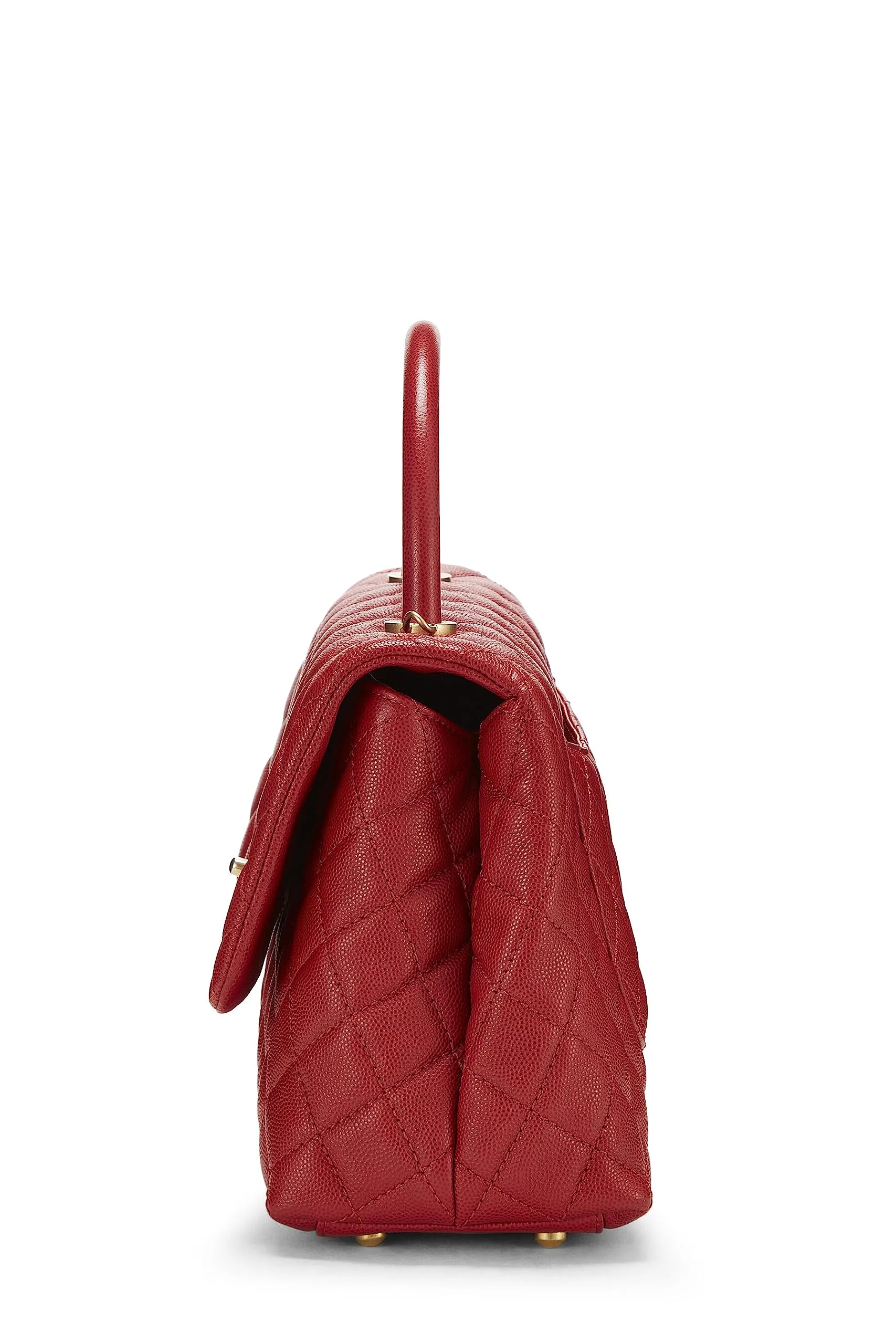Chanel,  Red Caviar Coco Handle Bag Medium, Red