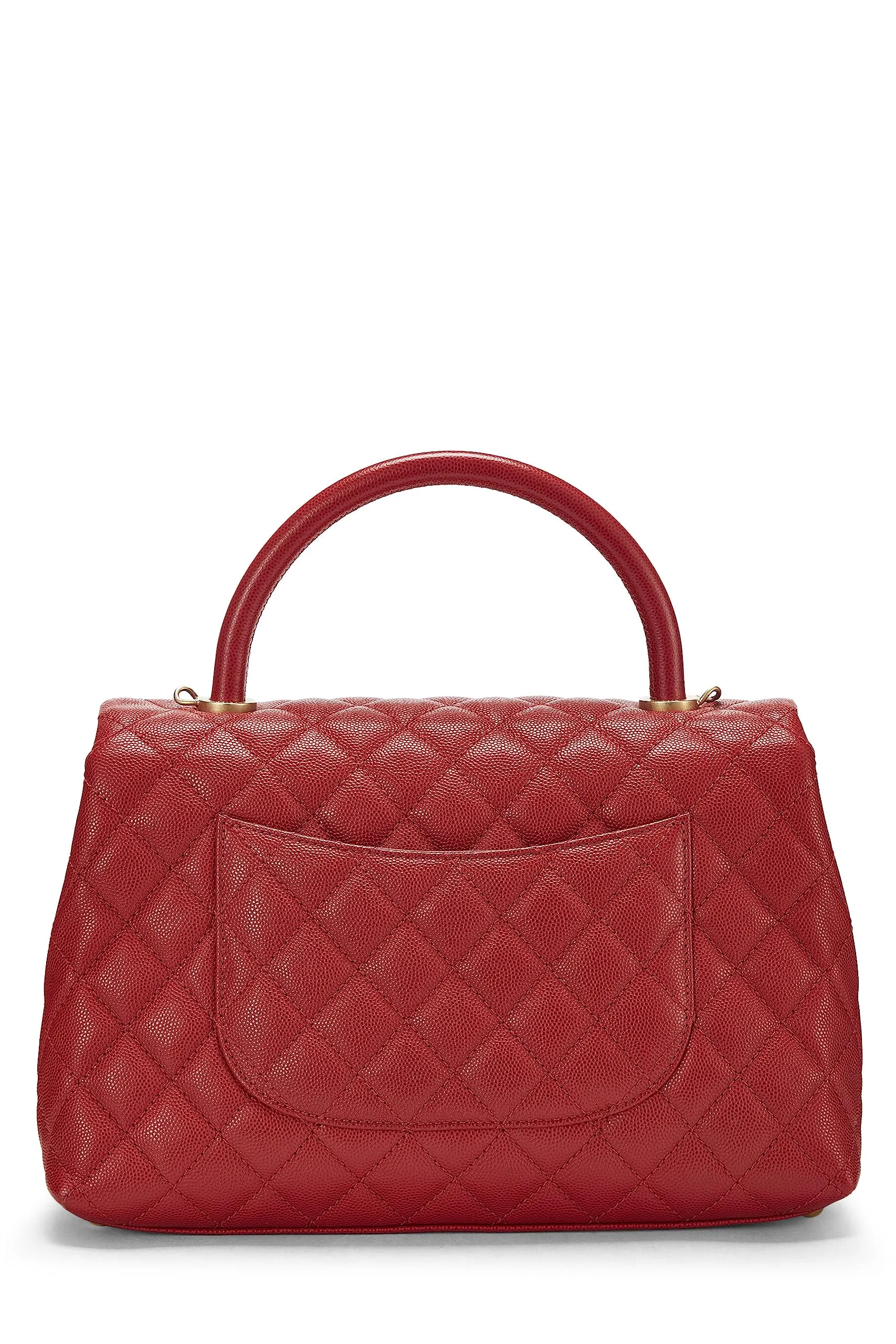 Chanel,  Red Caviar Coco Handle Bag Medium, Red