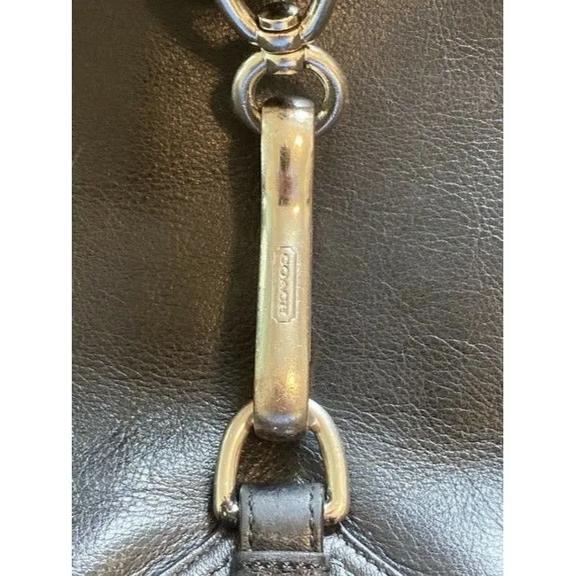 Coach Black Leather Hobo Bag With Chrome Hardware