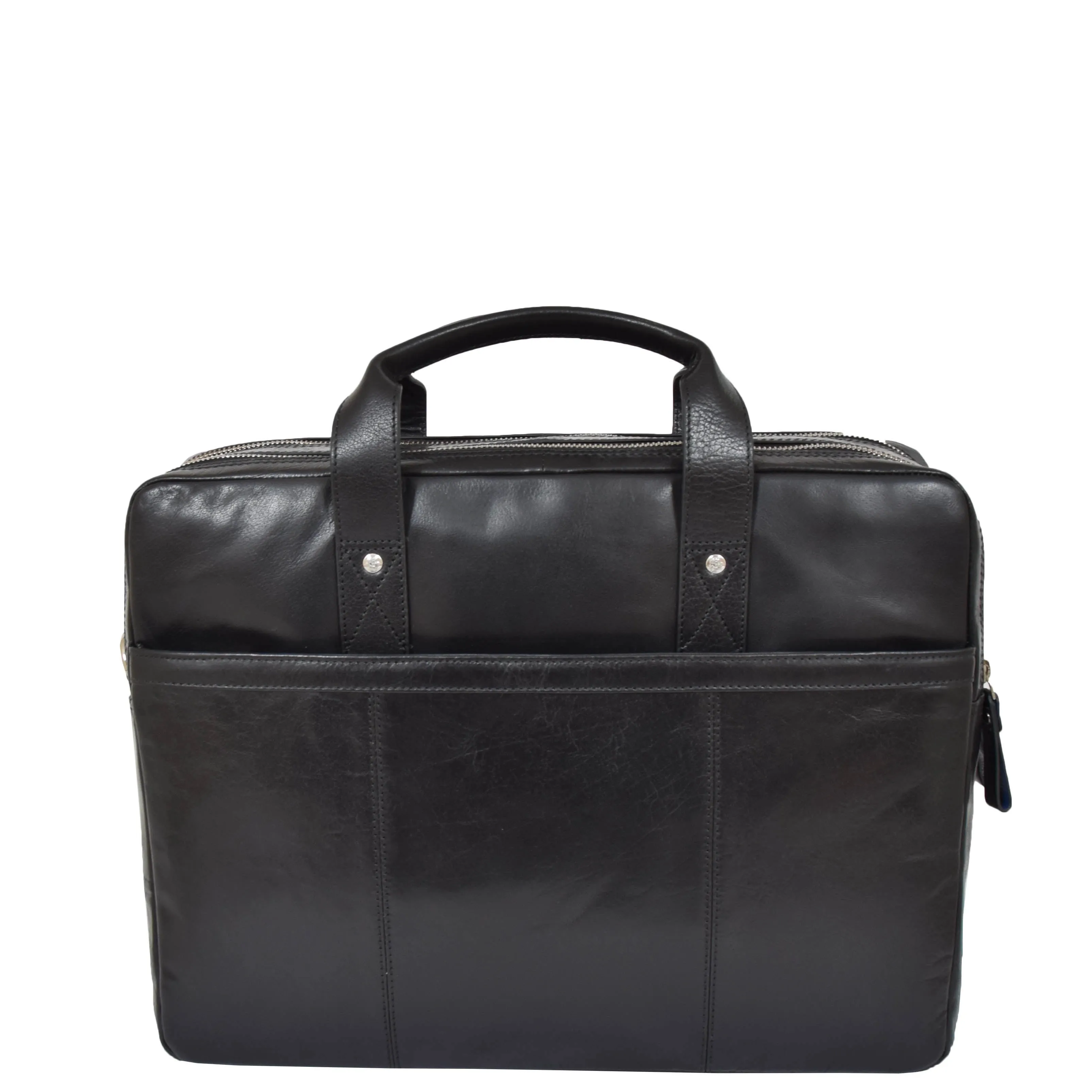 DR394 Men's Leather Briefcase with Laptop Compartment Black