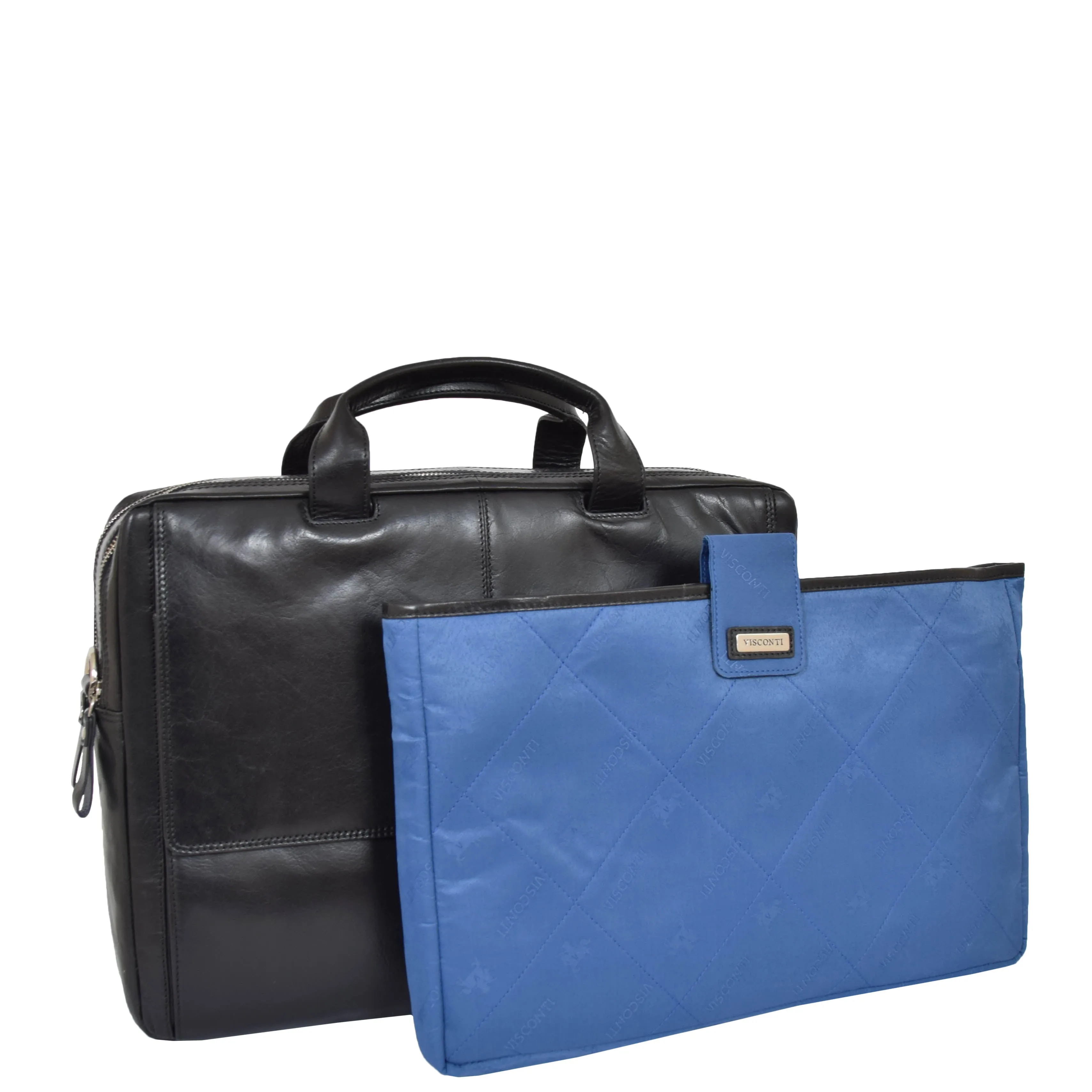 DR394 Men's Leather Briefcase with Laptop Compartment Black