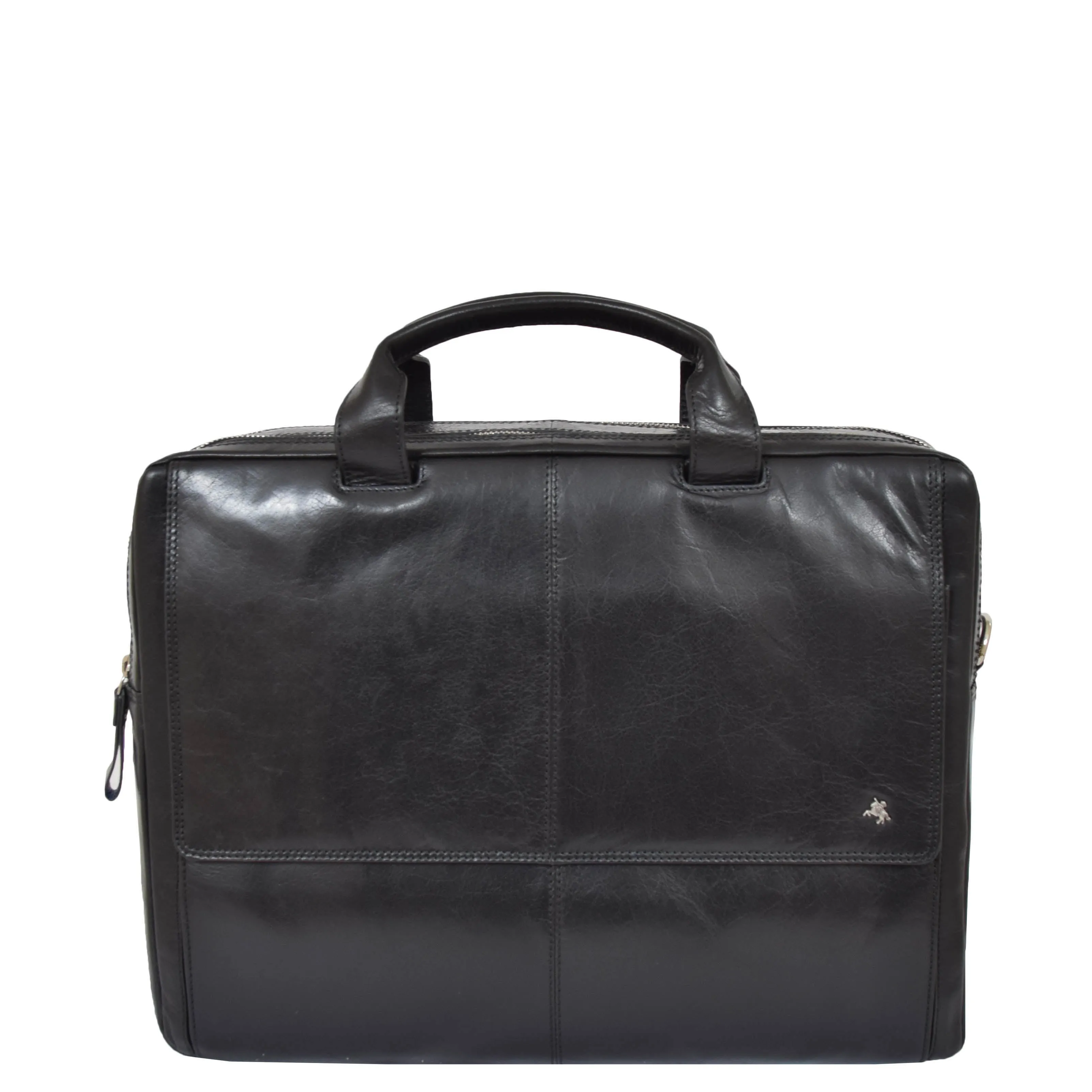 DR394 Men's Leather Briefcase with Laptop Compartment Black