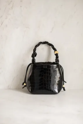 Ganni Bou Bucket Bag Patent Croco