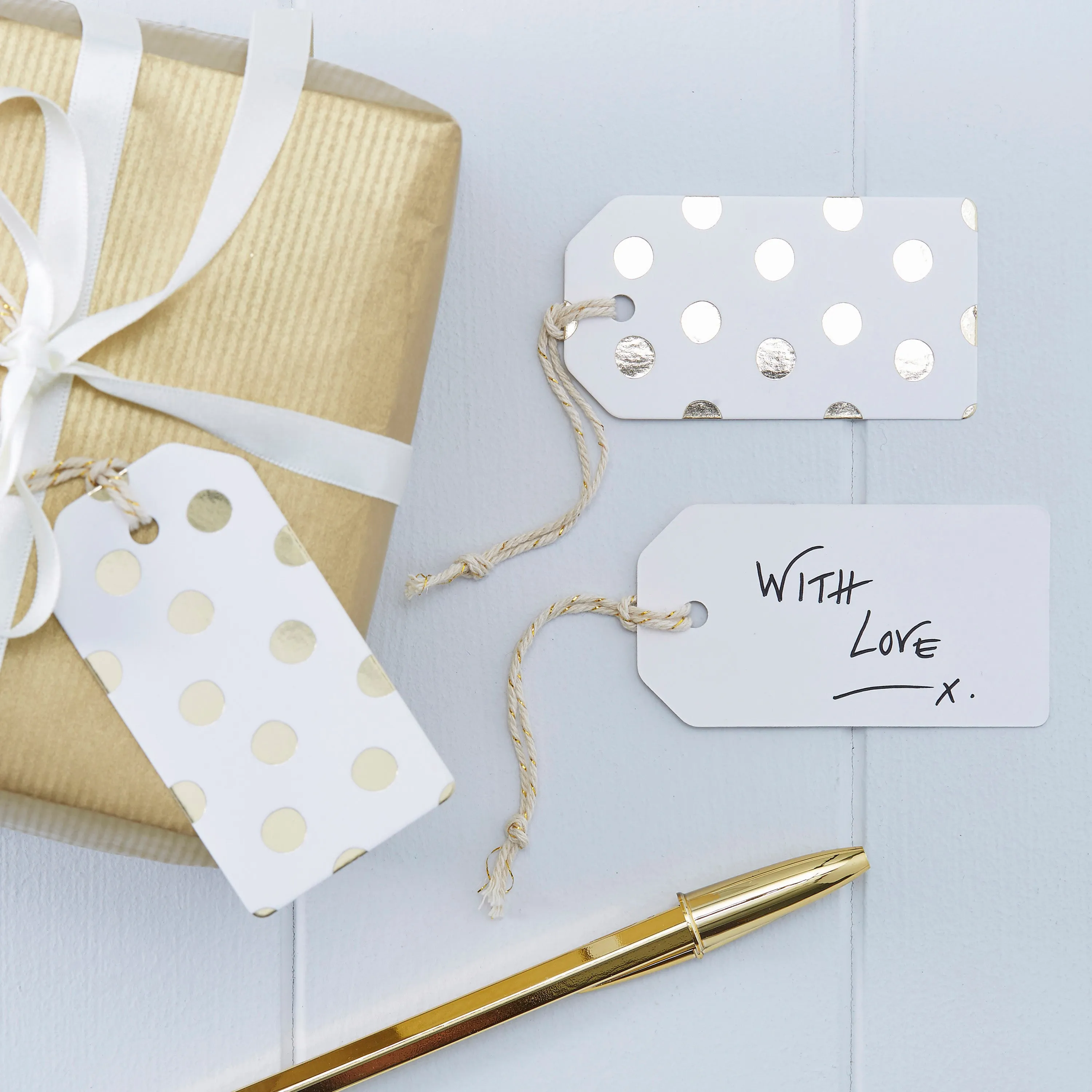 Gold Polka Dot Luggage Tags