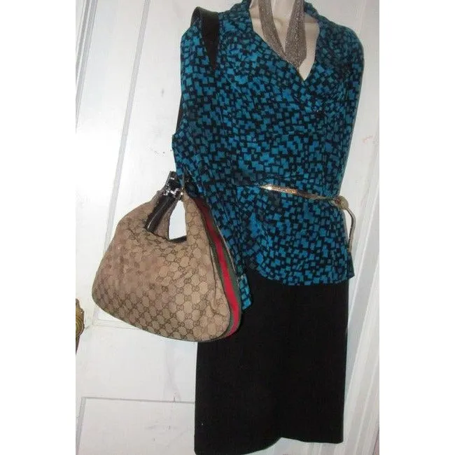 Gucci Vintage Pursesdesigner Purses Brown Leather And Gg Leather Hobo Bag