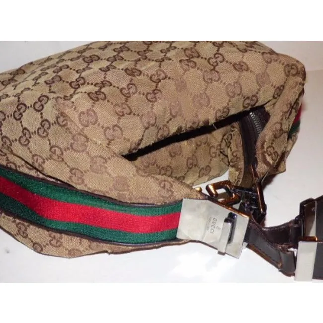 Gucci Vintage Pursesdesigner Purses Brown Leather And Gg Leather Hobo Bag