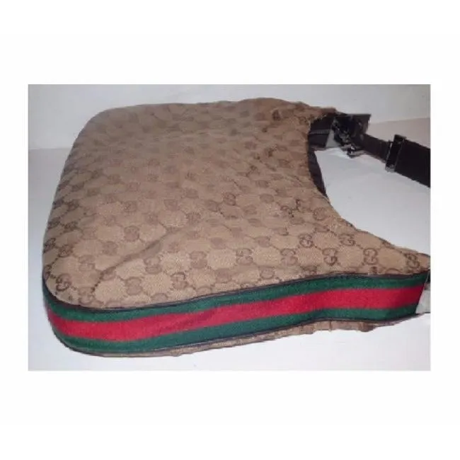 Gucci Vintage Pursesdesigner Purses Brown Leather And Gg Leather Hobo Bag