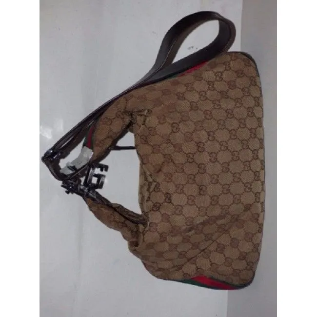 Gucci Vintage Pursesdesigner Purses Brown Leather And Gg Leather Hobo Bag