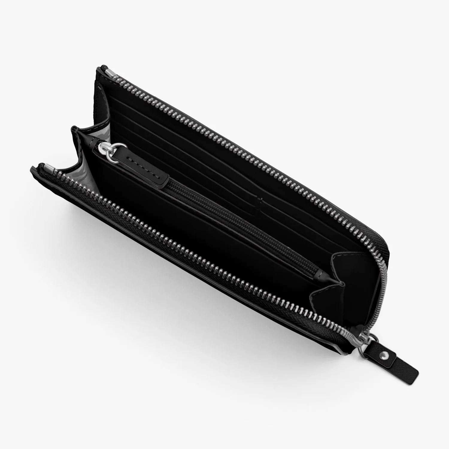 Magnolia Leather Wallet - Saffiano Leather - Black / Silver / Grey