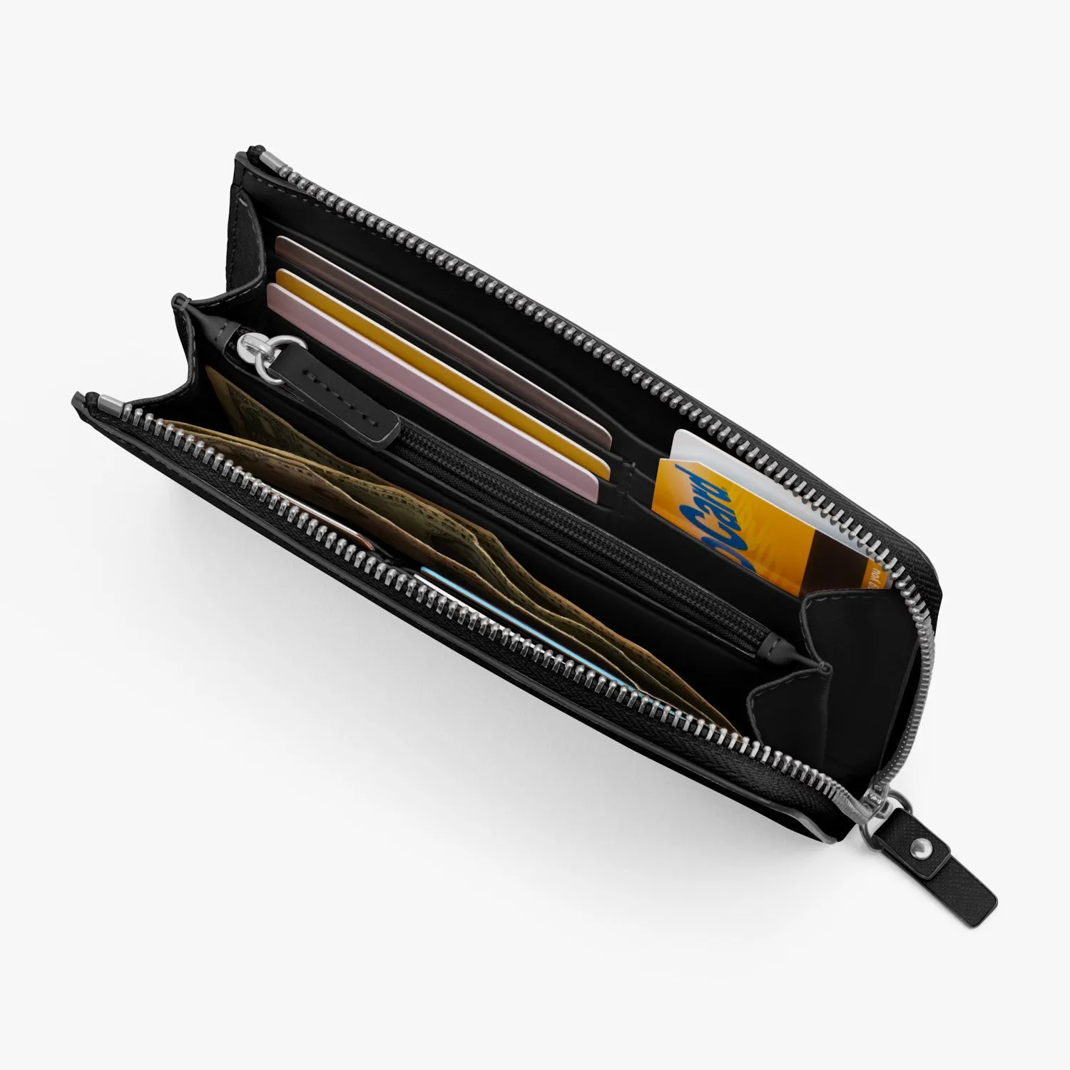 Magnolia Leather Wallet - Saffiano Leather - Black / Silver / Grey