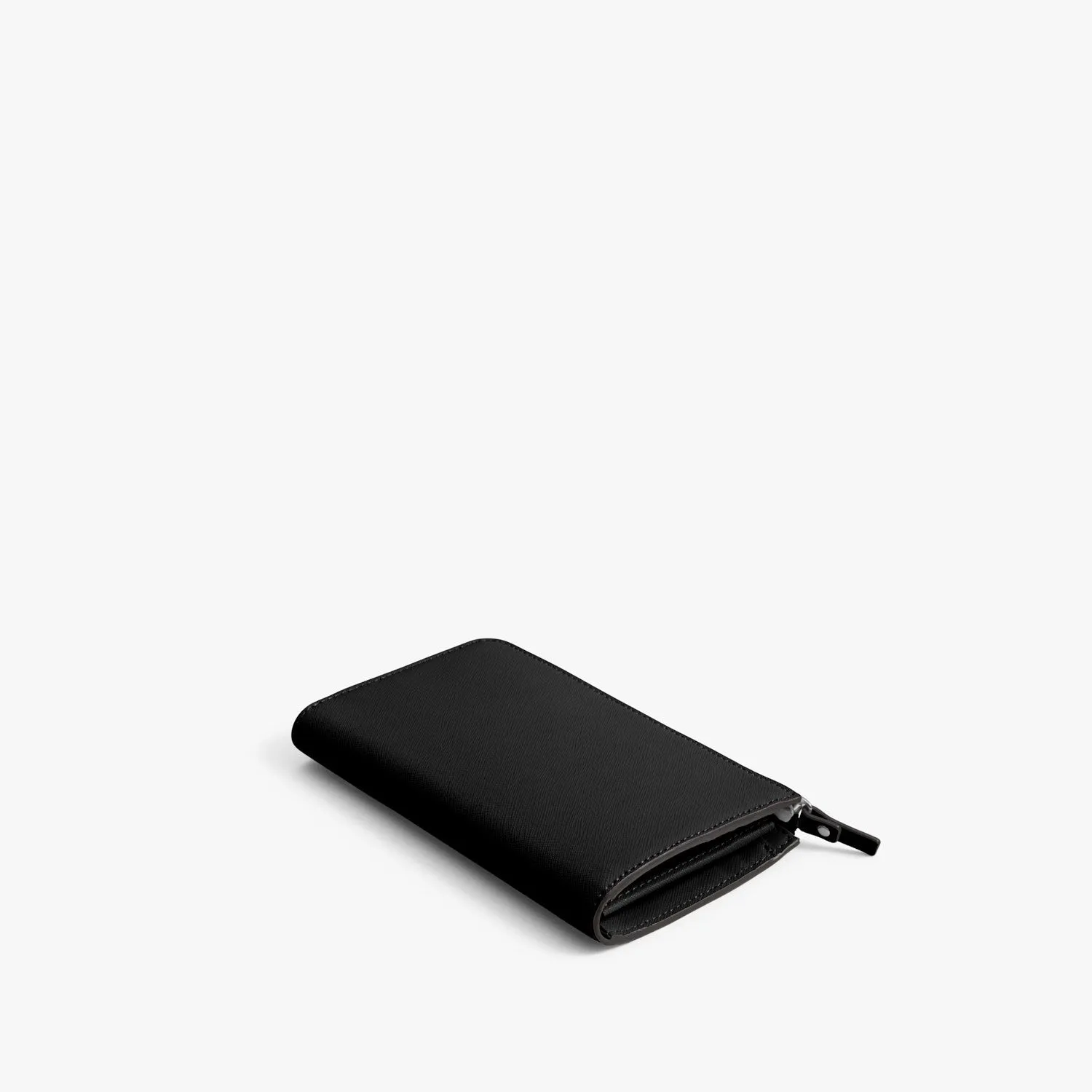 Magnolia Leather Wallet - Saffiano Leather - Black / Silver / Grey