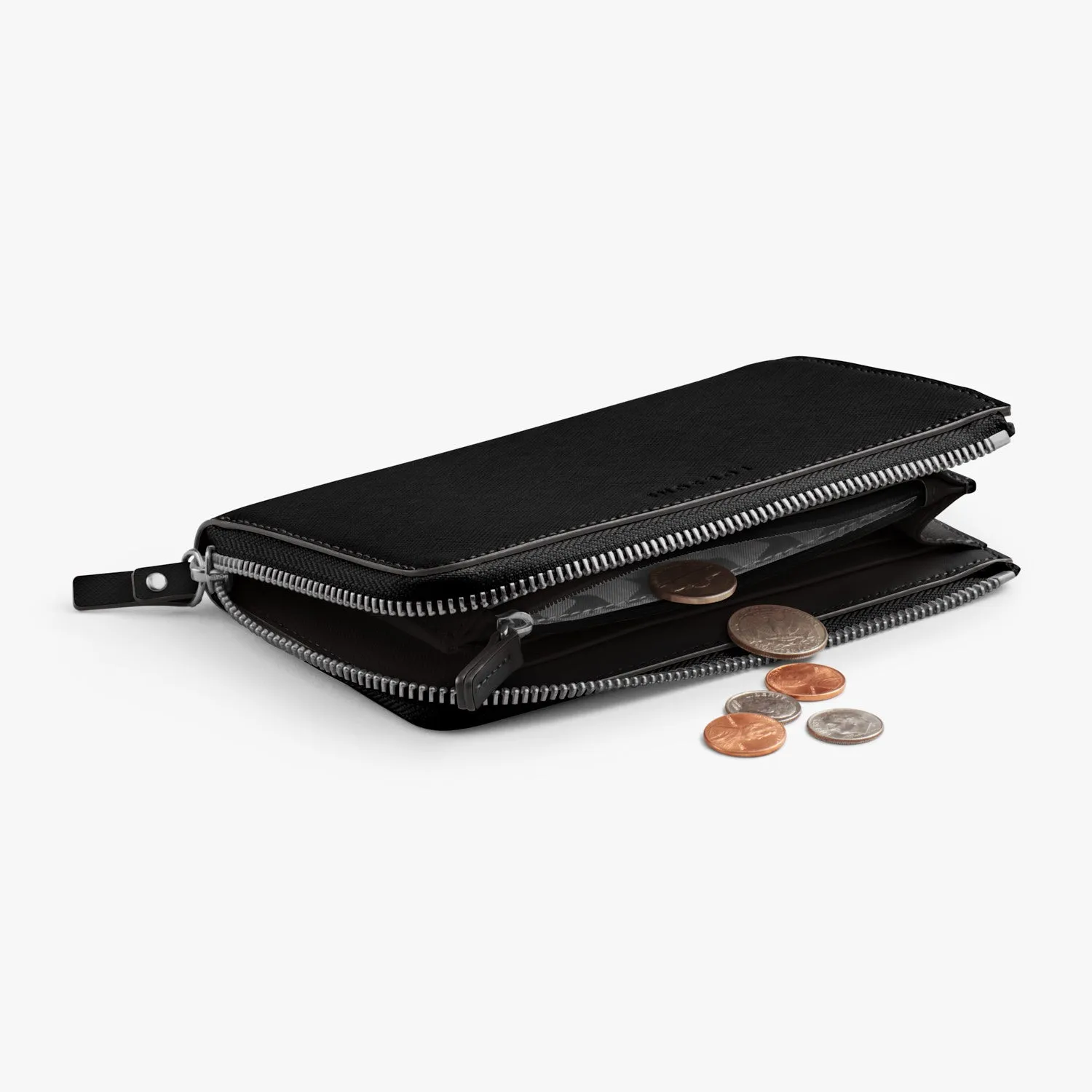 Magnolia Leather Wallet - Saffiano Leather - Black / Silver / Grey