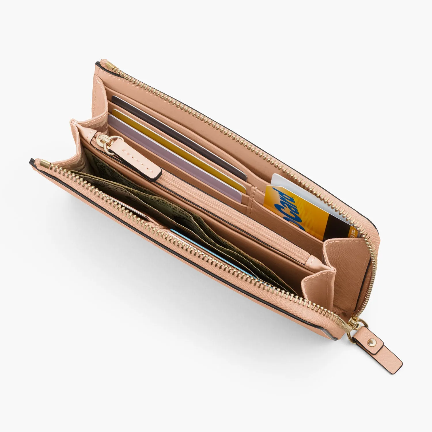 Magnolia Leather Wallet - Saffiano Leather - Rose Quartz / Gold / Camel